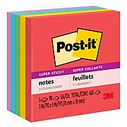 Post-it® Super Sticky Notes, 3" x 3", Playful Primaries Collection, 90 Sheets/Pad, 5 Pads/Pack (654-5SSAN)