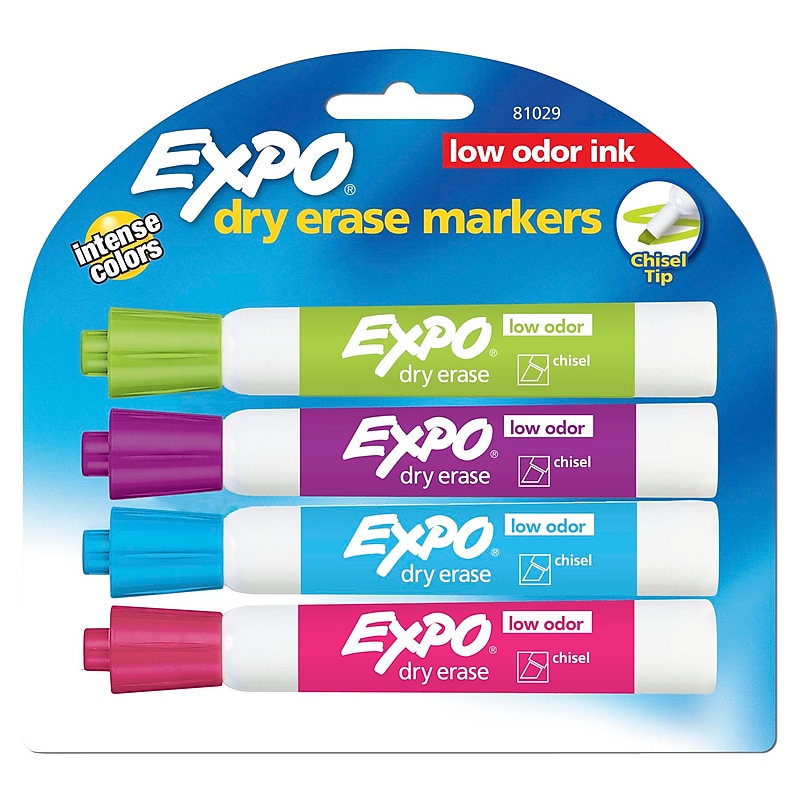 Expo Dry Erase Markers, Chisel Tip, Assorted, 4/Pack (81029) image 1