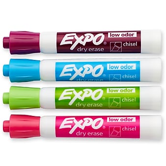Expo Dry Erase Markers, Chisel Tip, Assorted, 4/Pack (81029)