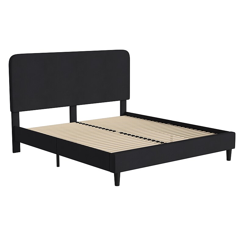 Flash Furniture Addison Upholstered Platform Bed in Charcoal Fabric, King (HG3WPB21K04KBK) image 1