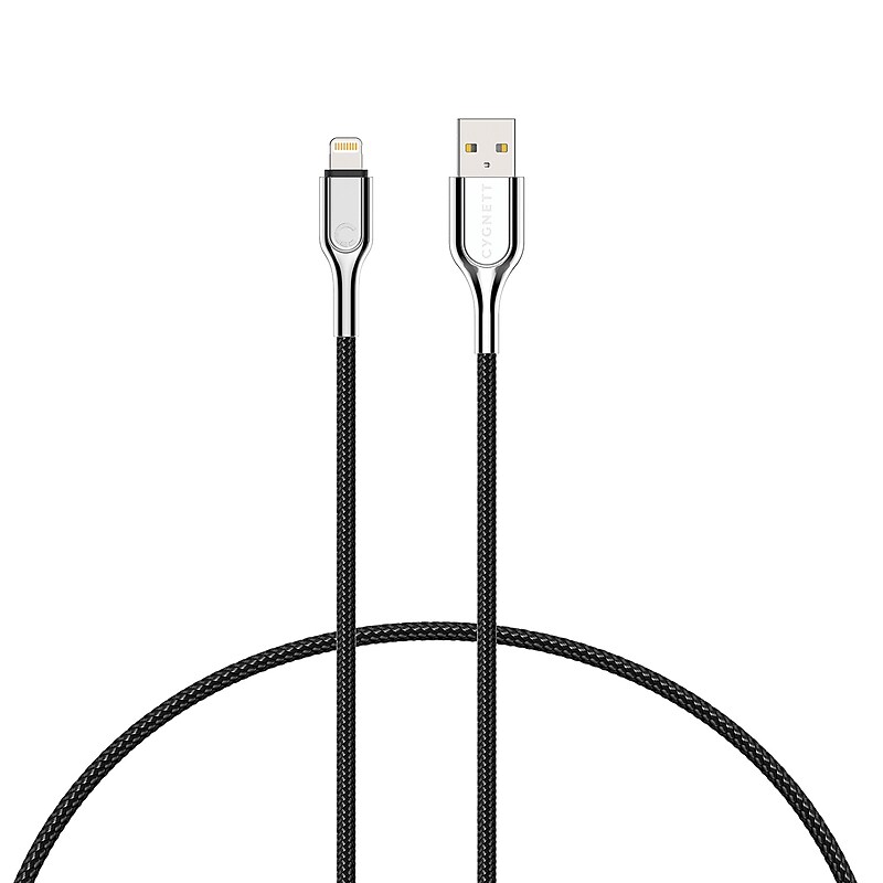 Cygnett Armored Lightning to USB-A Charge and Sync Cable, 3.28', Black (CY2669PCCAL) image 1