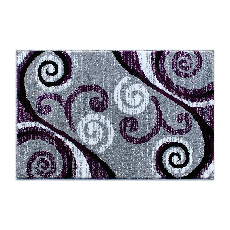 Flash Furniture Valli Collection 2' x 3' Rectangle Area Rug, Machine Made, Olefin/Jute, Purple (OKRRG110023PU) image 1