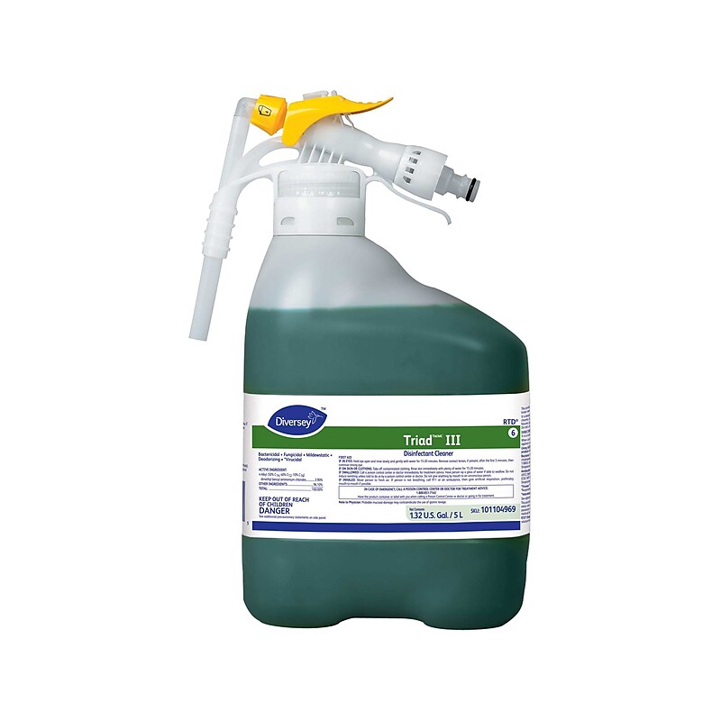 Diversey Triad III Disinfecting Cleaner for RTD Systems, Minty Scent, 1.32 Gal., 2/Carton (101104969X) image 1