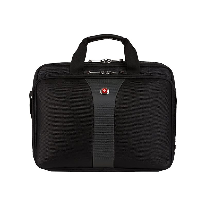 SWISSGEAR Legacy 16" Polyester Laptop Bag, TSA Checkpoint Friendly, Black/Gray (Y67921) image 1