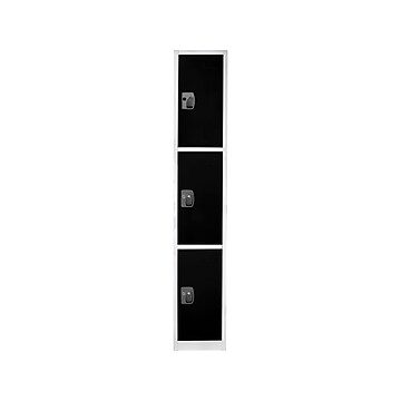 AdirOffice 72'' 3-Tier Key Lock Black Steel Storage Locker, 4/Pack (629-203-BLK-4PK)