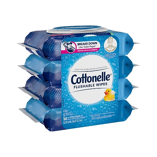 Cottonelle Fresh Care Flushable Wet Wipe, White, 42 Wipes/Pack, 4 Packs