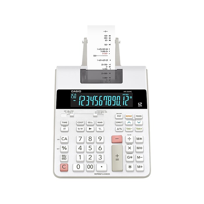 Casio (HR-300RC) 12-Digit Printing Calculator, White | Staples