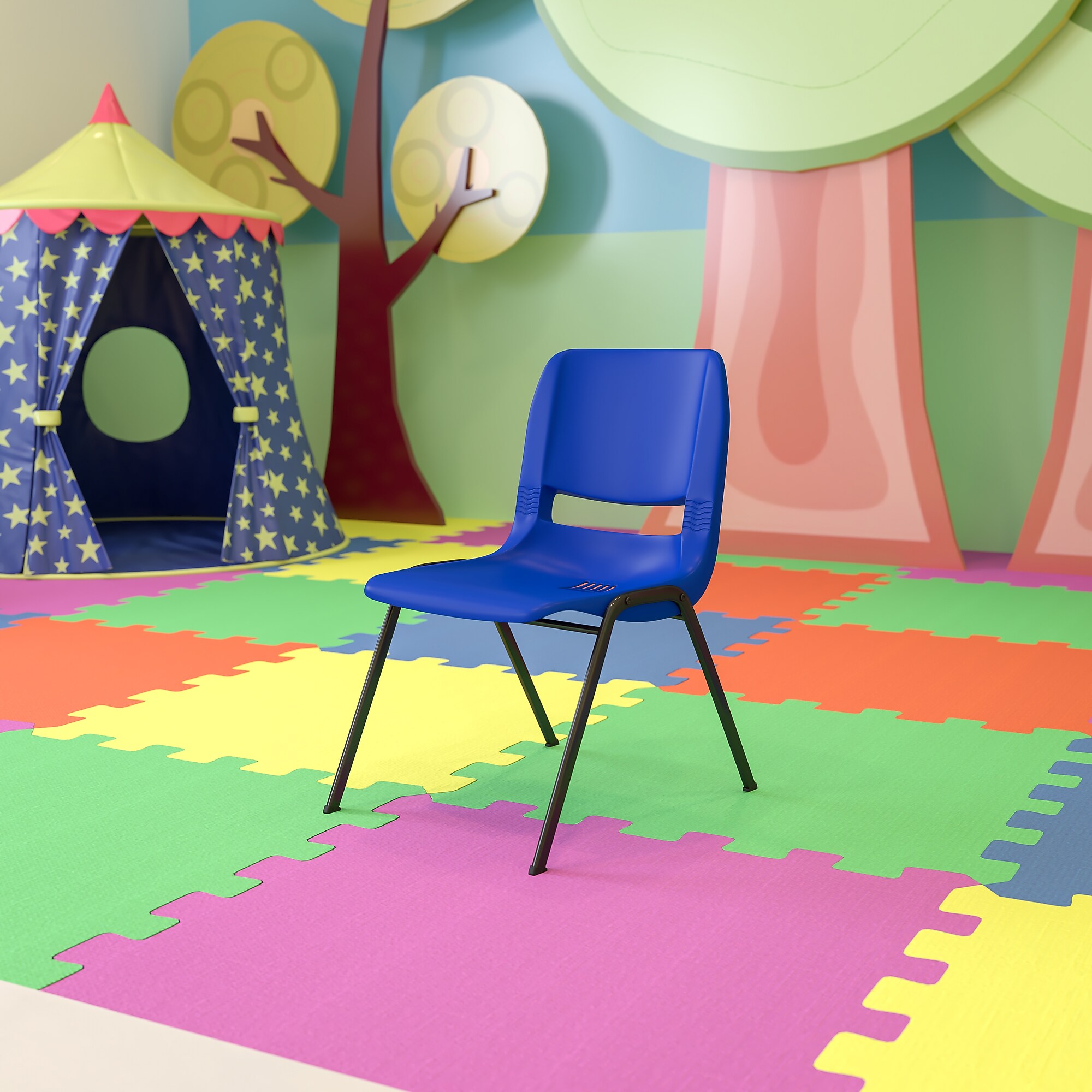 Flash Furniture HERCULES Series Plastic Shell Kid’s Stacking Chair, Navy/Black, 5/Pack (5RUT14NVYBK) Sansujyuku sansujyuku.com