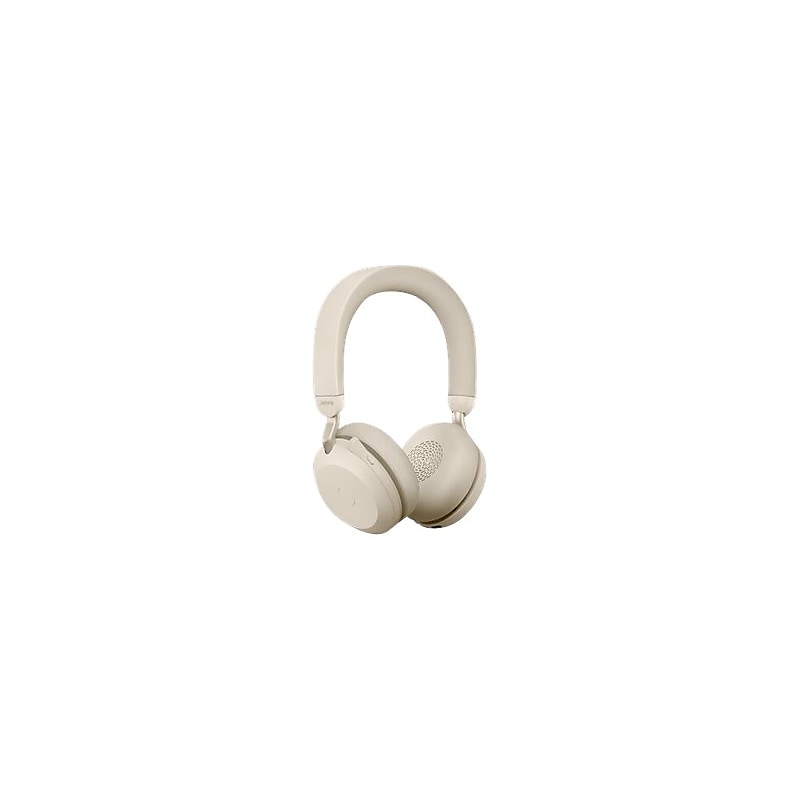 jabra Evolve2 75 Wireless Noise Canceling Bluetooth Stereo Mobile On Ear Headset, USB-A, Beige (27599-989-998) image 1