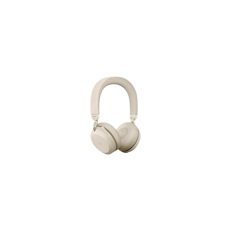 Jabra Evolve2 75 Active Noise Canceling Bluetooth Stereo On Ear Mobile Headset, USB-A, MT Certified, Beige (27599-999-998) image 1