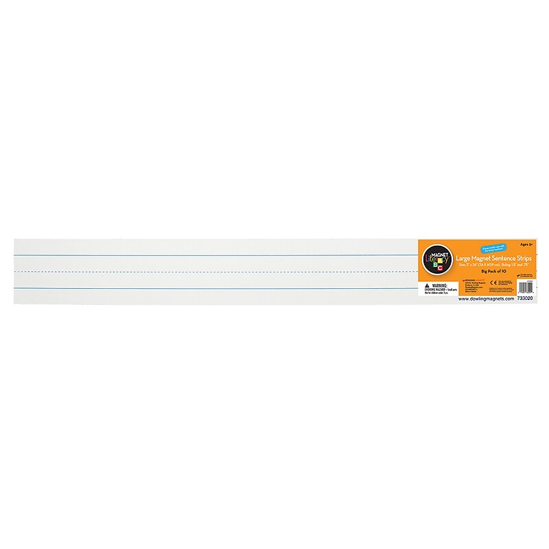 Dowling Magnets 24" x 3" Large Magnet Sentence Strips, White (DO-733020) image 1