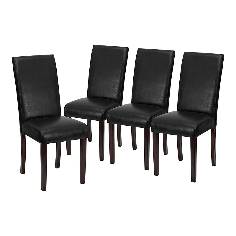 Flash Furniture Contemporary LeatherSoft Parsons Dining Chair, Black, 4/Pack (4BT350BKLEA023) image 1