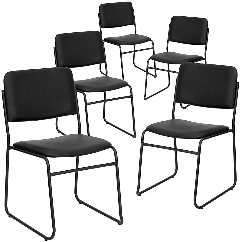 Flash Furniture HERCULES Series Vinyl Stacking Chair, Black, 5/Pack (5XU8700BLKVYL30) image 1