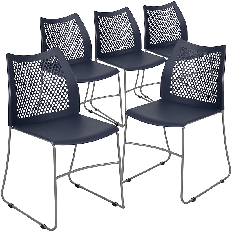 Flash Furniture HERCULES Plastic Stacking Chair, Navy, 5/Pack (5RUT498ANY) image 1