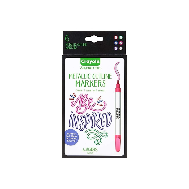 Crayola Signature Paint Markers, Outline, Assorted Colors, 6/Pack (58-6701) image 1