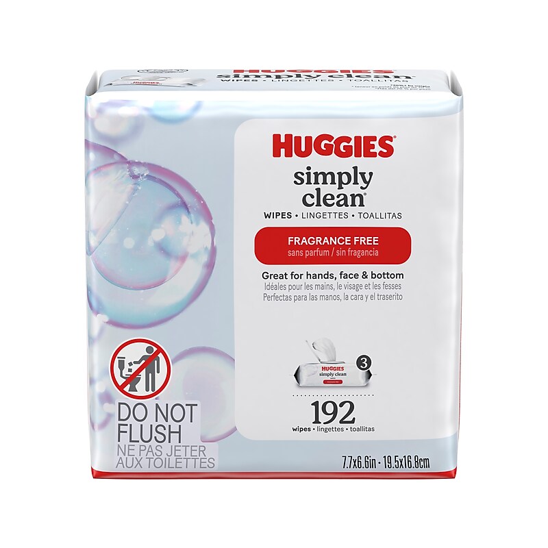 Huggies Simply Clean Unscented Wipe, 64/Pack, 3 Packs/Case (54483) image 1