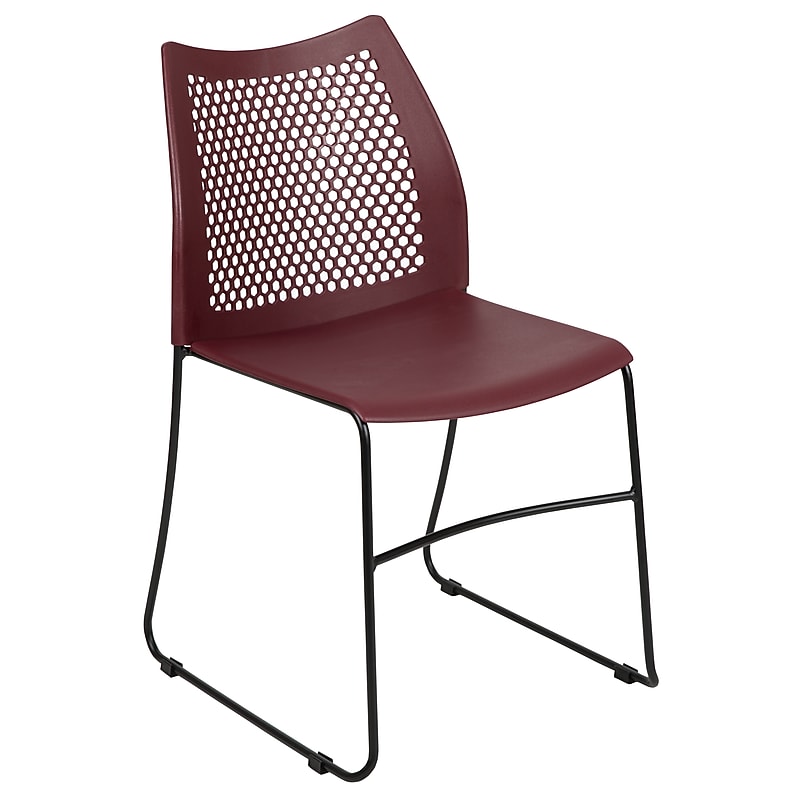 Flash Furniture HERCULES Plastic Stacking Chair, Burgundy/Black (RUT498ABY) image 1
