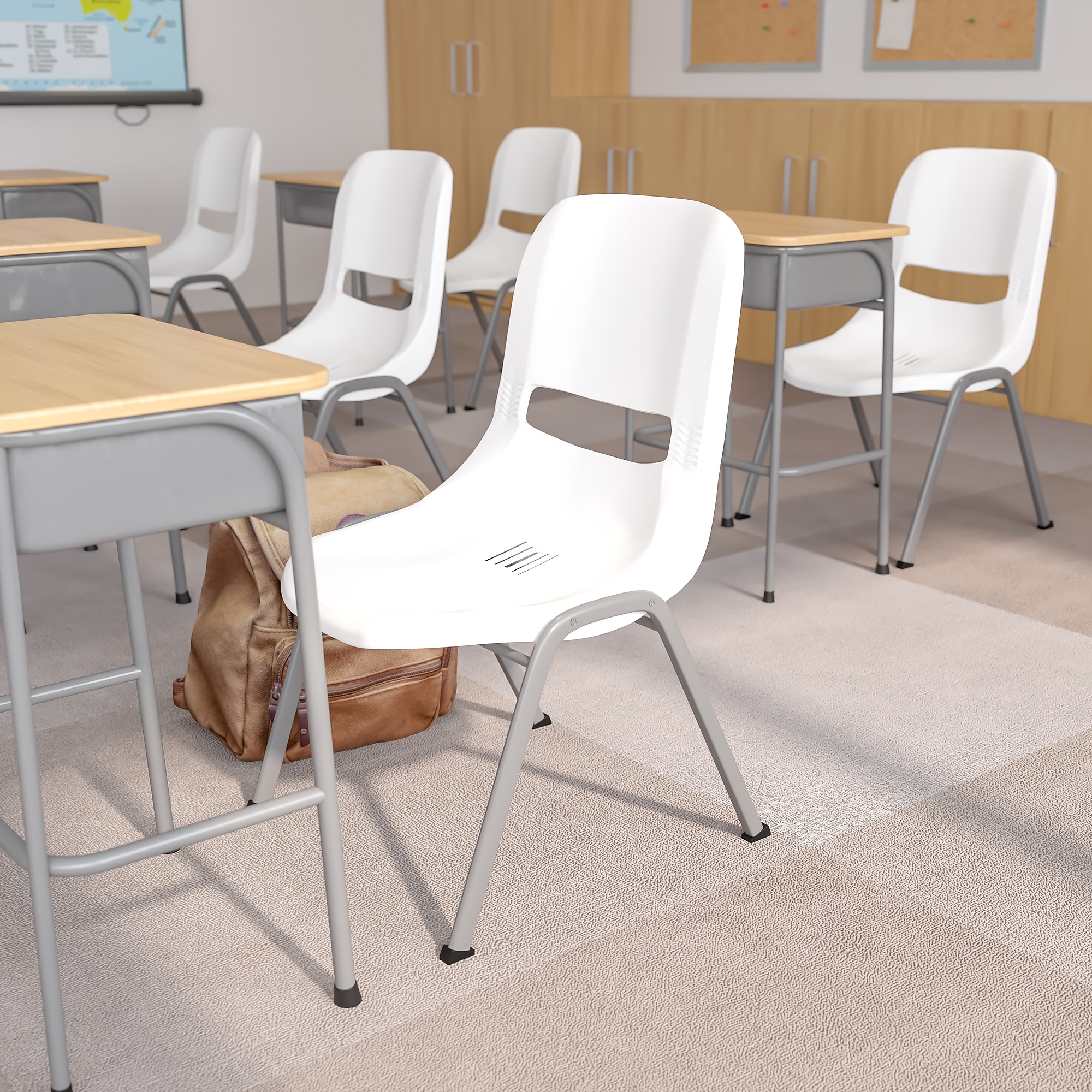 Flash Furniture HERCULES Plastic Student Stacking Chair, White/Gray (RUTEO1WH) Sansujyuku sansujyuku.com