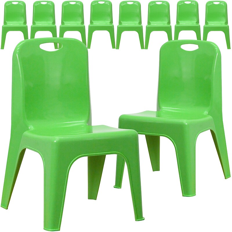Flash Furniture Plastic Kids Stackable Chair, Green, 10-Pieces (10YUYCX011GREEN) image 1