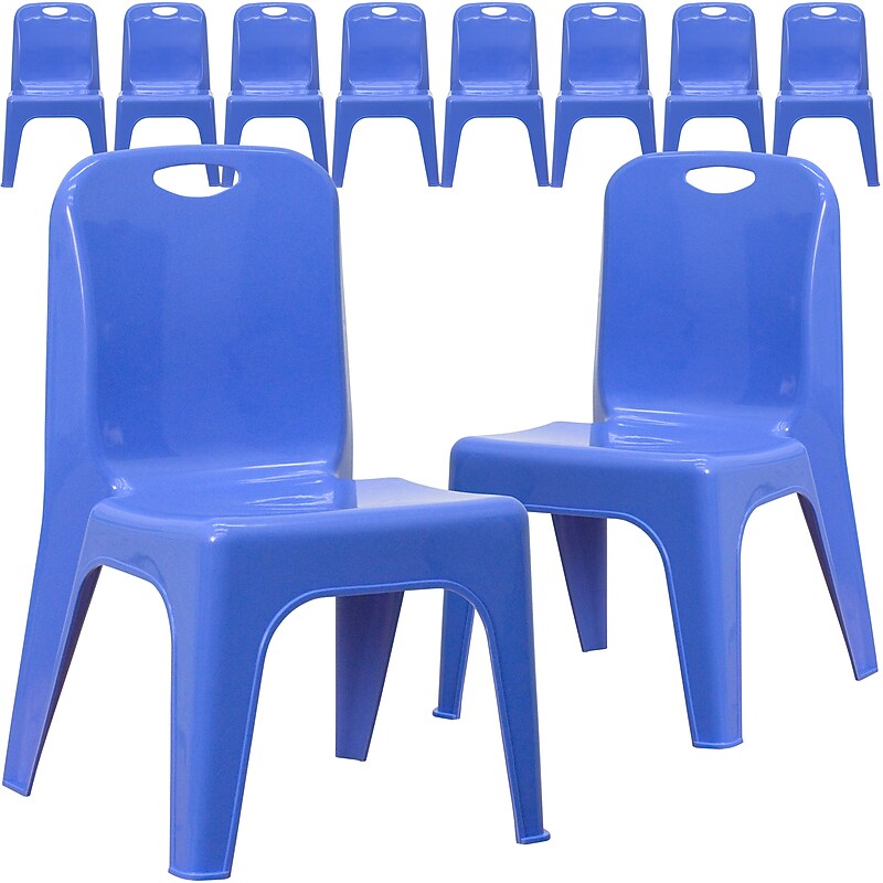 Flash Furniture Plastic Kids Stackable Chair, Blue, 10-Pieces (10YUYCX011BLUE) image 1
