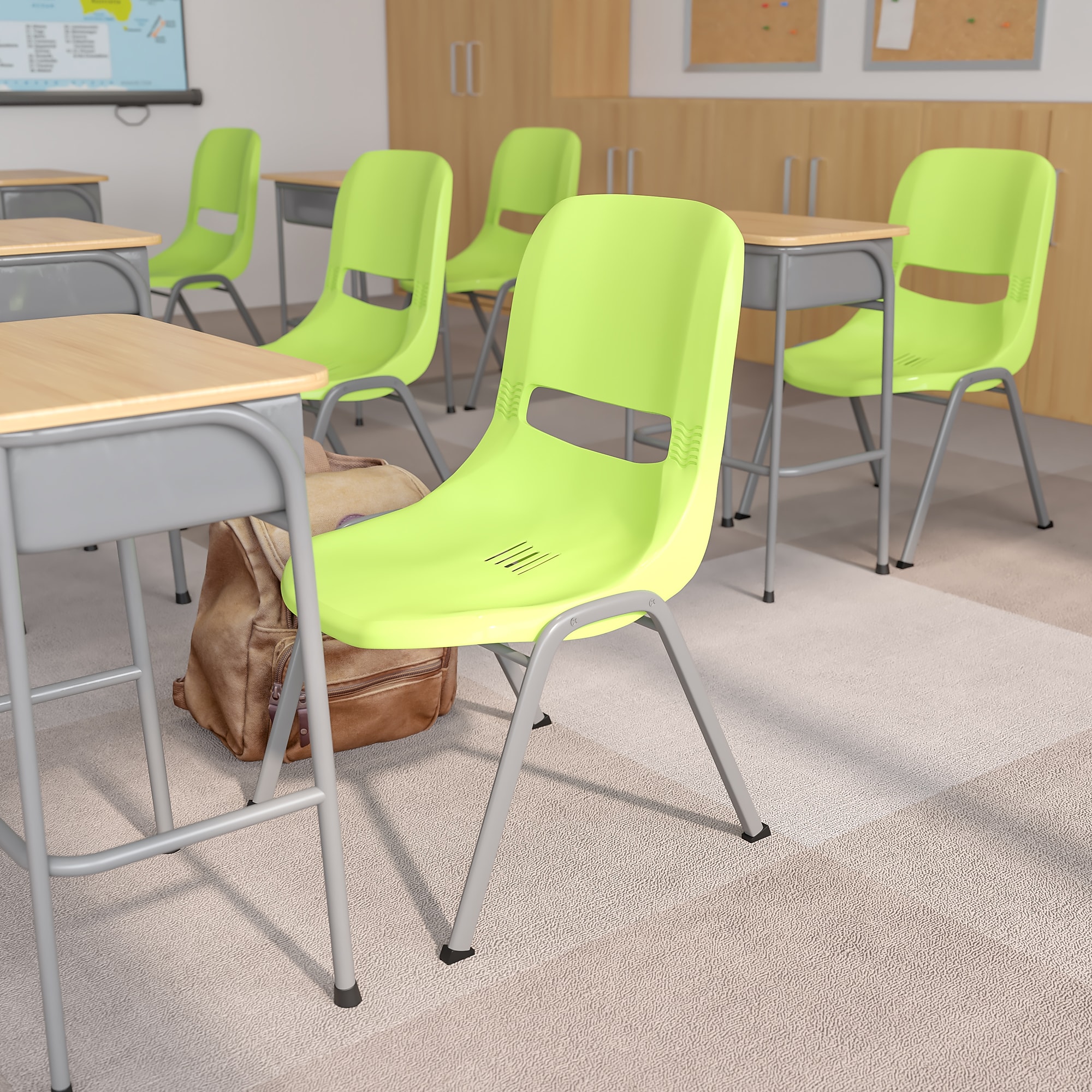 Flash Furniture HERCULES Plastic Student Stacking Chair, Green/Gray (RUTEO1GN) Sansujyuku sansujyuku.com