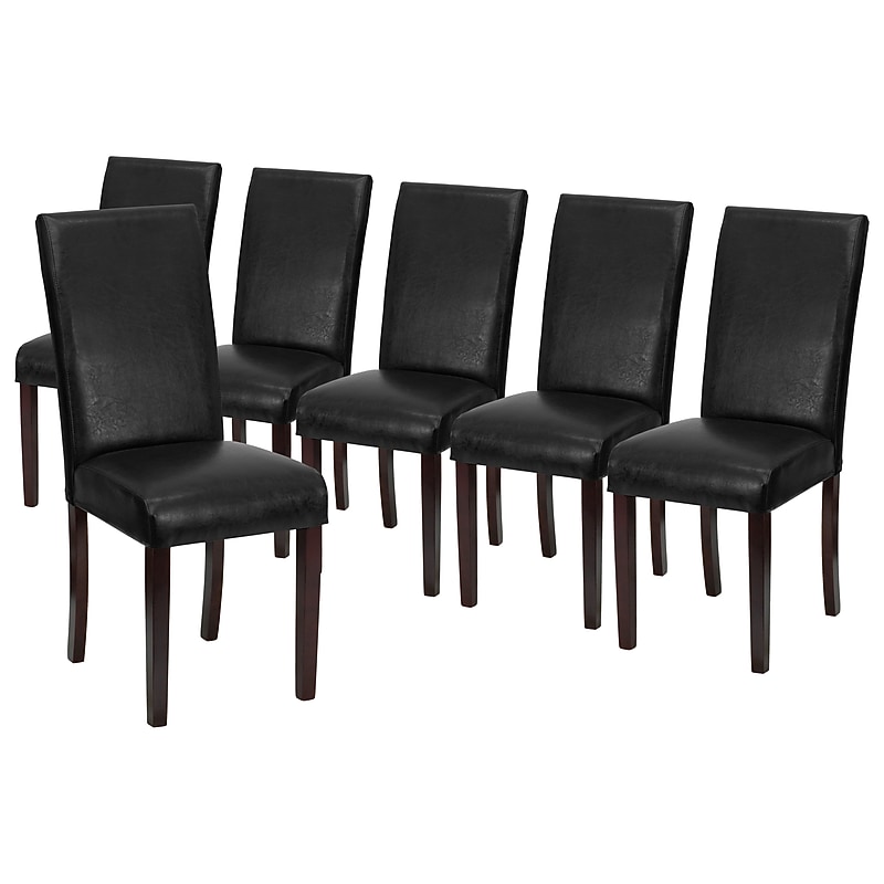 Flash Furniture Contemporary LeatherSoft Parsons Dining Chair, Black, 6/Pack (6BT350BKLEA023) image 1
