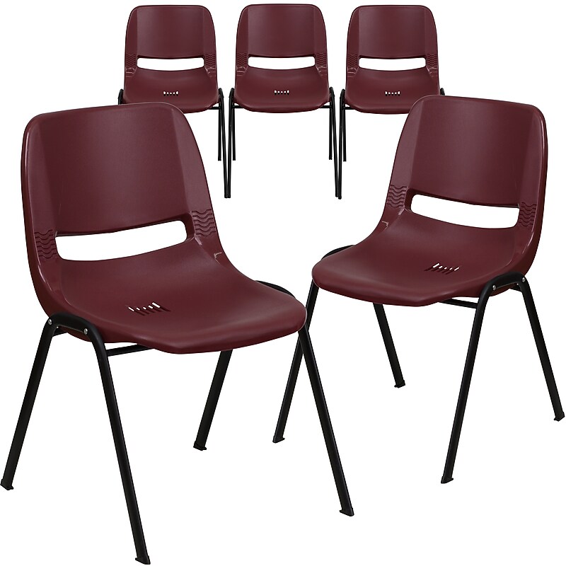 Flash Furniture HERCULES Plastic Student Stacking Chair, Burgundy, 5/Pack (5RUTEO1BY) image 1
