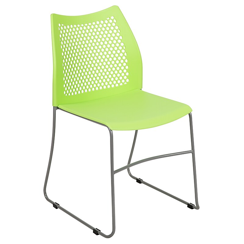 Flash Furniture HERCULES Plastic Stacking Chair, Green/Gray (RUT498AGN) image 1