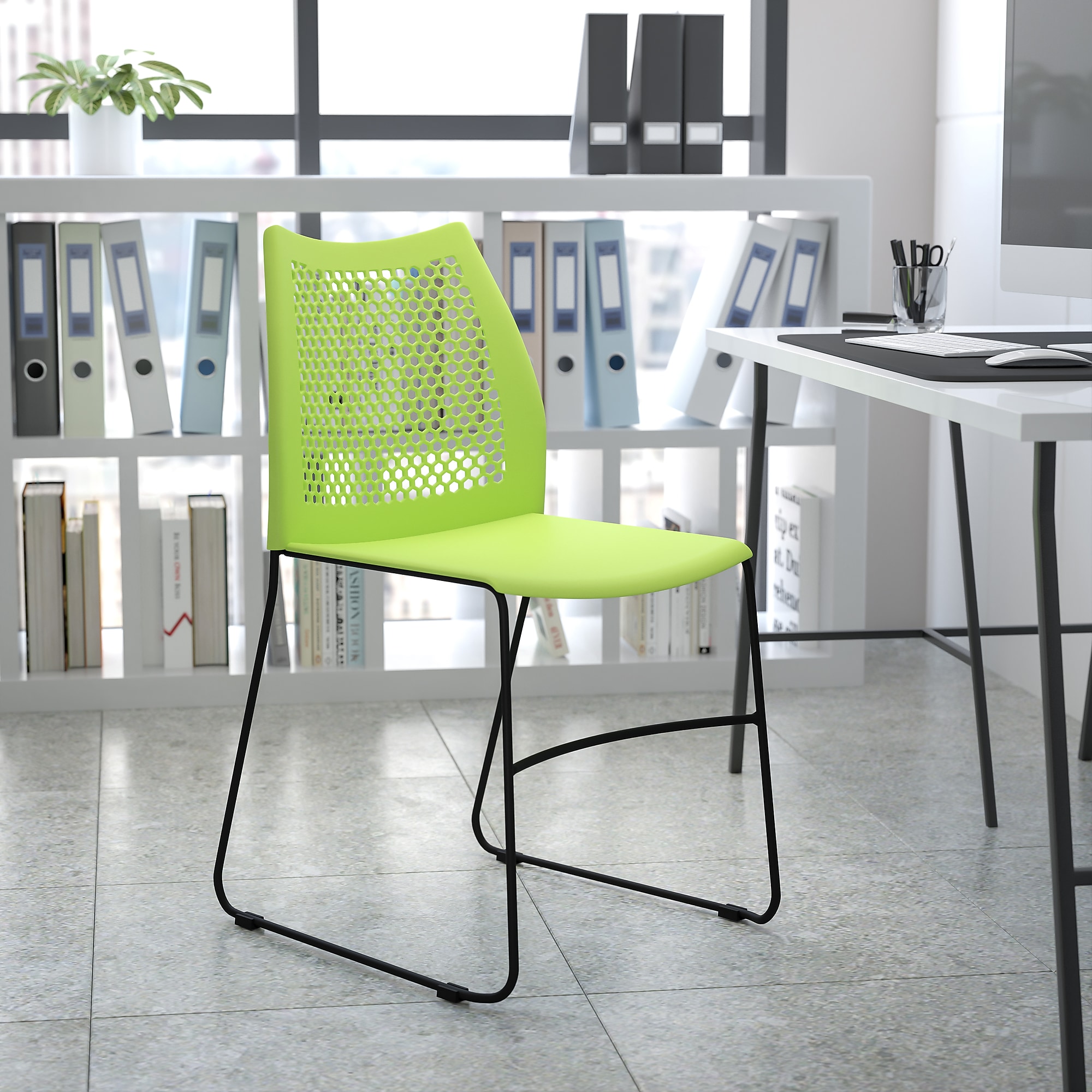 Flash Furniture HERCULES Plastic Stacking Chair, Green/Gray (RUT498AGN) Sansujyuku sansujyuku.com