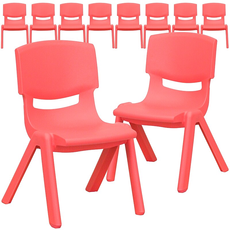 Flash Furniture Plastic Kids Stackable Chair, Red, 10-Pieces (10YUYCX003RED) image 1