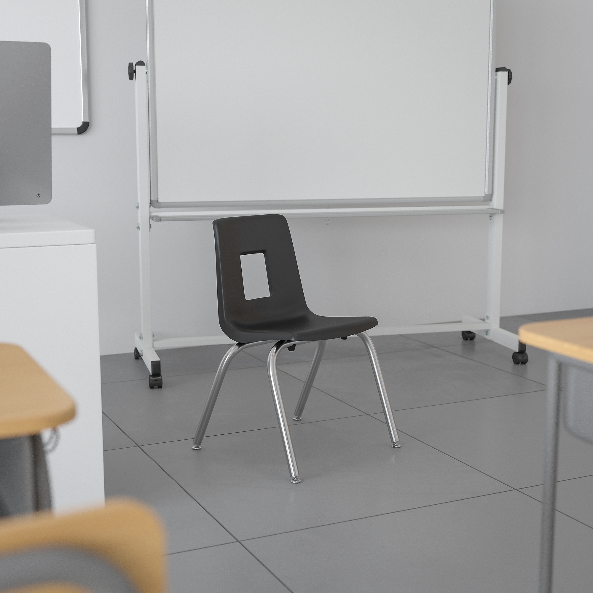 Flash Furniture Mickey Plastic Student Stacking School Chair, Black (ADVSSC14BLK) Sansujyuku sansujyuku.com