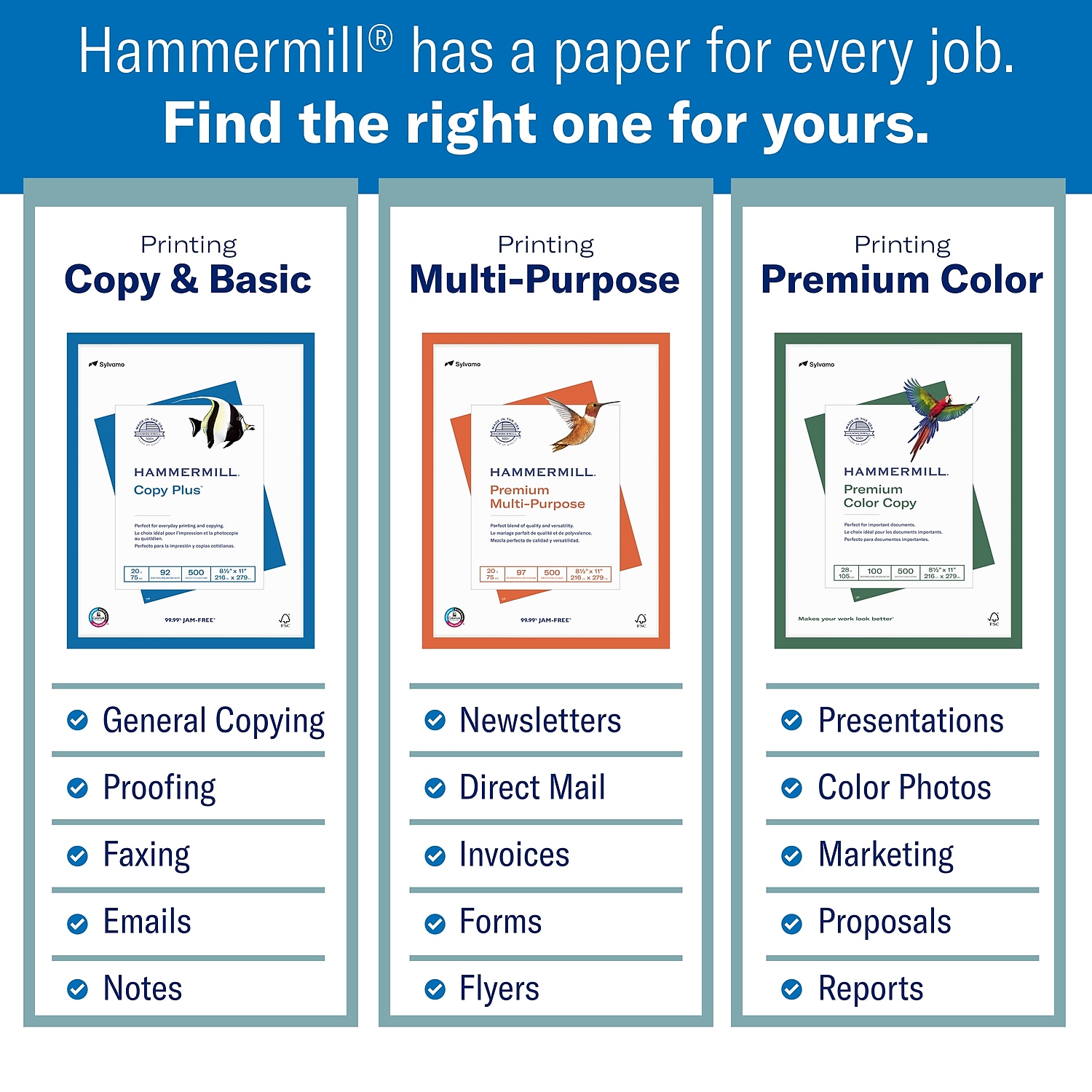 Hammermill Premium Multipurpose Paper 24-lb. 8-1/2 x 11 White 2500/Carton 105810 - Picture 3 of 8
