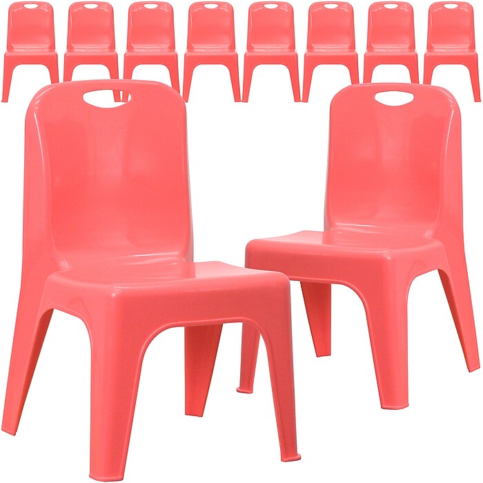 Flash Furniture Plastic Kids Stackable Chair, Red, 10-Pieces (10YUYCX011RED)