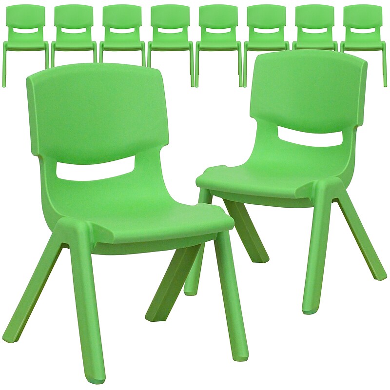 Flash Furniture Plastic Kids Stackable Chair, Green, 10-Pieces (10YUYCX003GRN) image 1