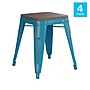 Flash Furniture Kai Industrial Metal Stackable Table Height Stool without Back, Teal, 4-Pieces/Pack (ETBT350318TLWD)~#|#~sp167073001_sc7