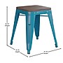 Flash Furniture Kai Industrial Metal Stackable Table Height Stool without Back, Teal, 4-Pieces/Pack (ETBT350318TLWD)~#|#~sp167073004_sc7