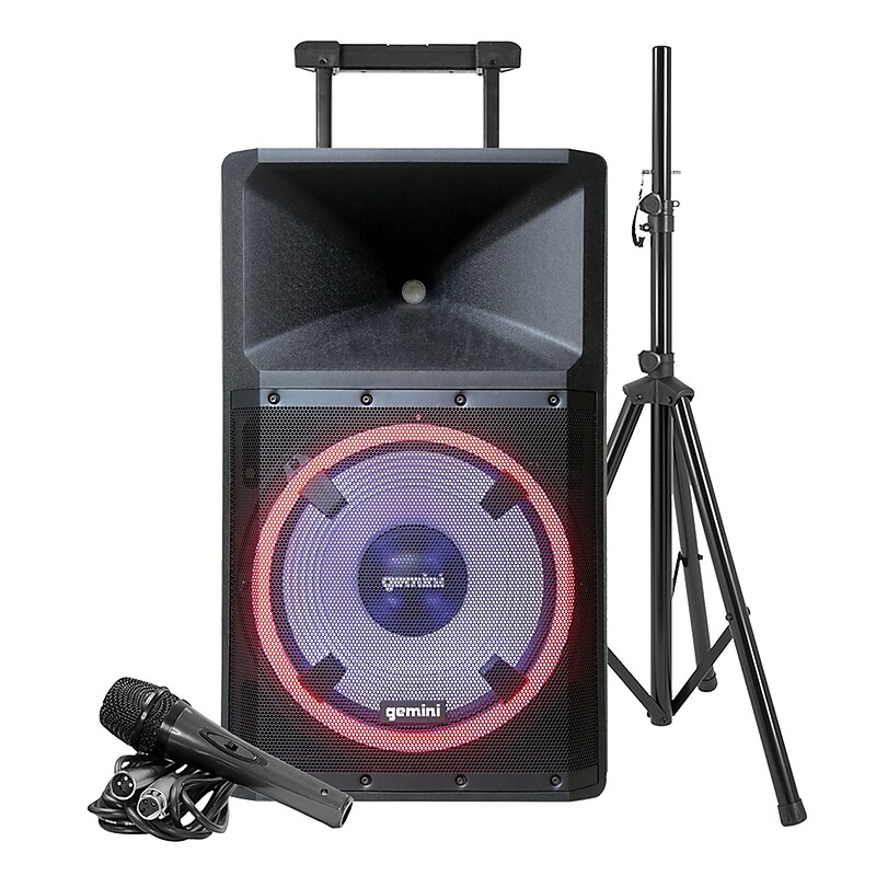 Gemini Ultra-Powerful Bluetooth 2,200-Peak-Watt Speaker with Party Lights/Microphone/Stand, Multicolored (GCIGSPL2200PK) image 1