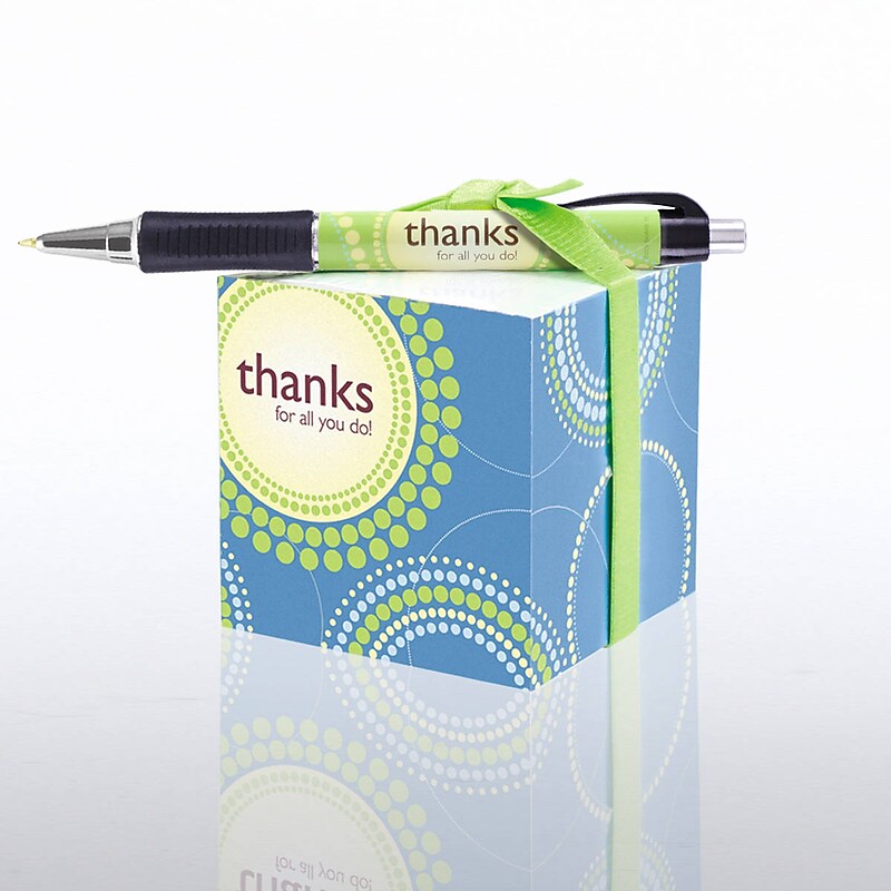 Baudville® Sticky Note Cube W/ Pen Set, Thanks for All You Do! image 1