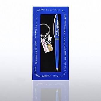Baudville "You Make the Difference" Pen and Key Chain Gift Set, Blue (139017231)