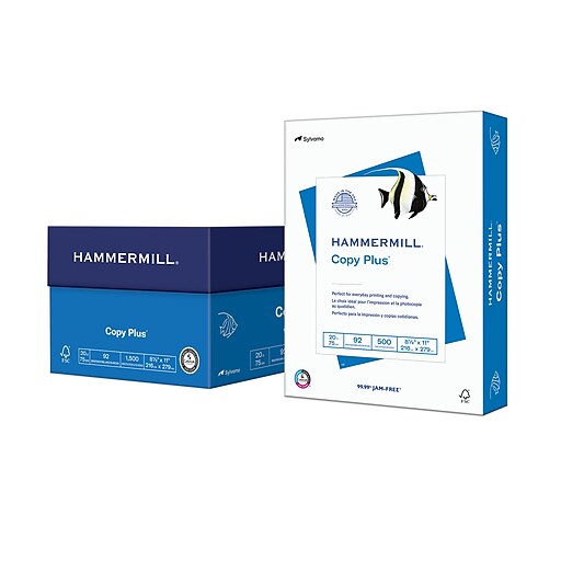 Hammermill Printer Paper, 20 Lb Copy Paper, 8.5 x 11 - 3 Ream (1,500  Sheets) - 92 Bright, Made in the USA, 500 Count (pack of 3)