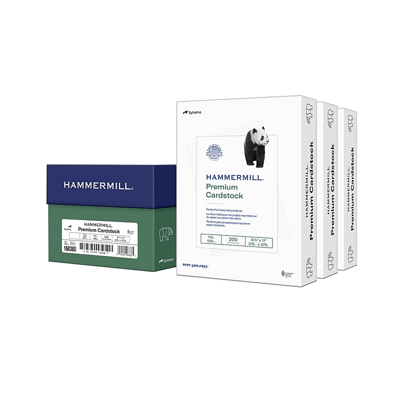 Hammermill Premium 8.5" x 11", Cardstock Paper, 110 lbs., White, 600 Sheets/Ream (168380) image 1