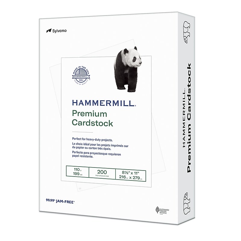 Hammermill Premium 110 lb. Cardstock Paper, 8.5" x 11", White, 200 Sheets/Ream (168380R) image 1