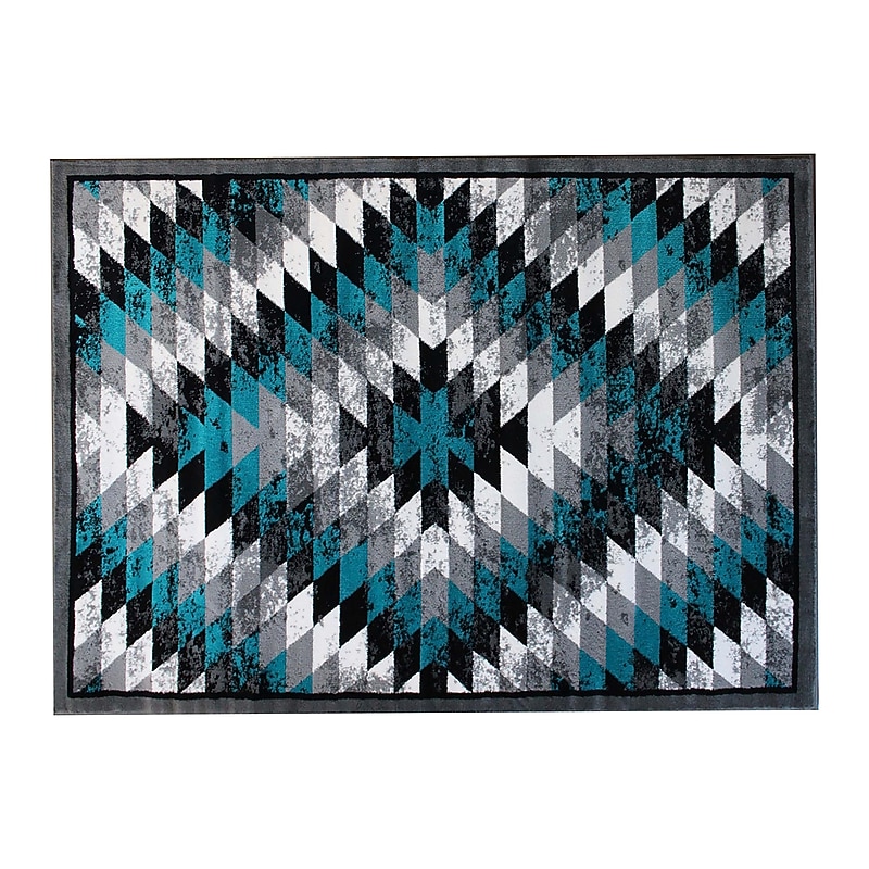 Flash Furniture Teagan Collection 5' x 7' Rectangle Area Rug, Machine Made, Olefin/Jute, Turquoise (OKRRG110657TQ) image 1