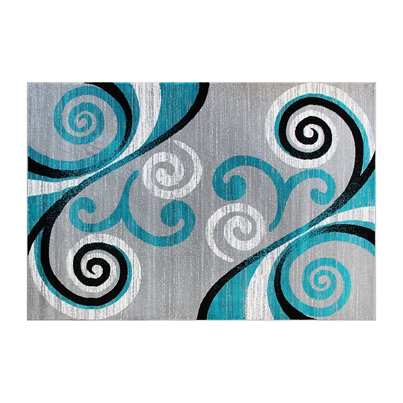 Flash Furniture Valli Collection 5' x 7' Rectangle Area Rug, Machine Made, Olefin/Jute, Turquoise (OKRRG110057TQ) image 1
