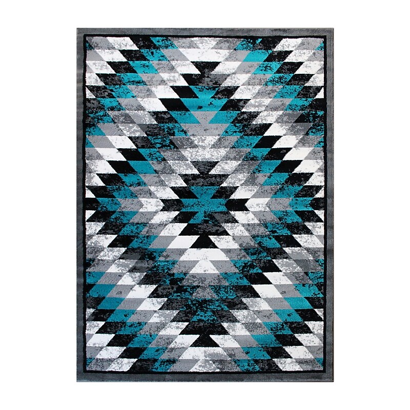Flash Furniture Teagan Collection 4' x 5' Rectangle Area Rug, Machine Made, Olefin/Jute, Turquoise (OKRRG110645TQ) image 1