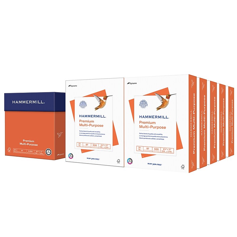 Hammermill Premium 8.5" x 11" Multipurpose Paper, 20 lbs., 97 Brightness, 5000 Sheets/Carton (106310) image 1