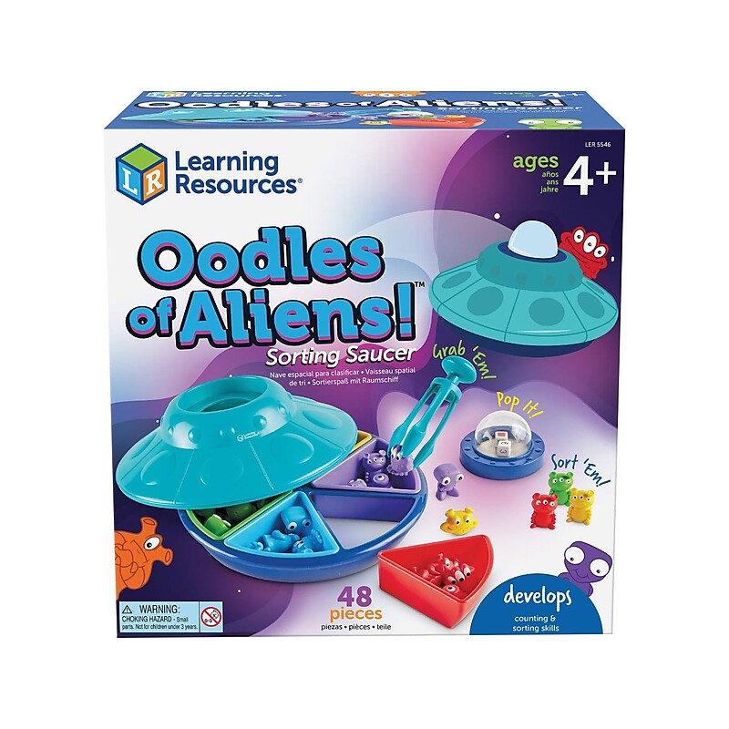 Learning Resources Oodles of Aliens Sorting Saucer Activity Set, Assorted Colors (LER5546) image 1