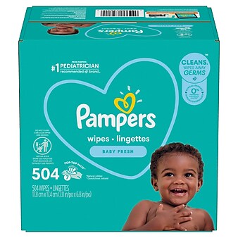 Pampers Baby Wipes, Baby Fresh Scented, 7 Pop-Top Packs, 504 Count (75473)