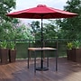 Flash Furniture Lark 3 Piece Square Outdoor Patio Table Set with Umbrella and Base, Red (XU8100UB19BRD)~#|#~sp167313325_sc7