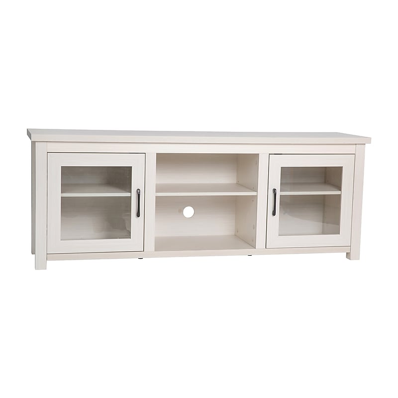 Flash Furniture Sheffield TV Stand/Entertainment Console, White Wash, Screens up to 80" (GCMBLK65WH) image 1